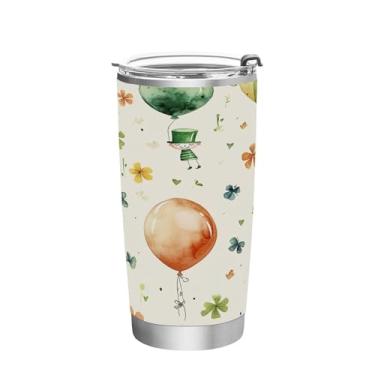 Imagem de Wassud Balões de aquarela 590 ml copo com tampa e canudo aço inoxidável parede dupla copo isolado caneca de café de viagem para bebidas frias e quentes