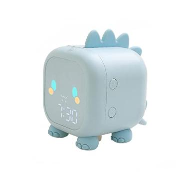 Imagem de Despertador Digital para Quarto Treinador de Sono Infantil com Luz Noturna Termômetro Dois Despertadores Controle por Voz Tela 12 24H Cute Dinosaur