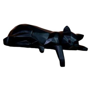 Imagem de Ｂｅｓｇａ Estátua de Gato, Estátua de Animal Colecionável, Artesanato, Presente, Decoração para Casa, Estatueta Geométrica de Gato, Decoração de Mesa para, Gato Deitado