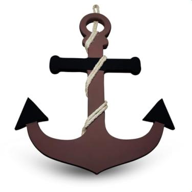 Imagem de Âncora Decorativa de Parede MDF 50cm com Corda Sisal - Enfeite Náutico Rústico para Casa de Praia, Banheiro e Área Gourmet Decoração Temática Mar com Corda Sisal para Sala e Varanda (Marrom)