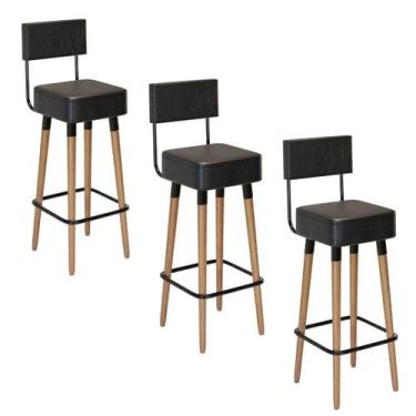 Imagem de Kit 3 Banquetas Barcelona decor-Assento preto - GAT MAGAZINE