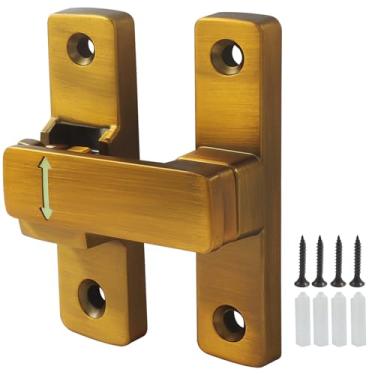 Imagem de LDEXIN Trava dobrável de 90/180 graus, fechadura de porta de celeiro deslizante resistente para portão, celeiro, garagem, jardim, cerca, galpão, janela, armário, latão