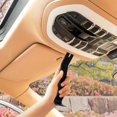 Imagem de Conjunto de ferramentas de desmontagem de interiores de carro, 5 peças de barras de plástico sem arranhões, preto elegante para clipes e fixadores de painel de porta, preto