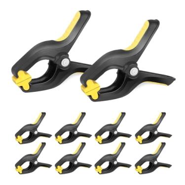 Imagem de Pacote com 10 braçadeiras de madeira de plástico resistente de 8 cm com almofadas de espuma para marcenaria, projetos de bricolage e melhoria da casa, grampos pretos de mola