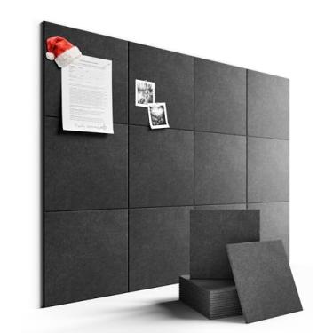 Imagem de Fluxynara Quadro de avisos grande de feltro 122 cm x 91 cm Alternativo para quadro de cortiça - pacote com 12 com 70 abas adesivas removíveis seguras, quadros de cortiça para paredes, quadro de