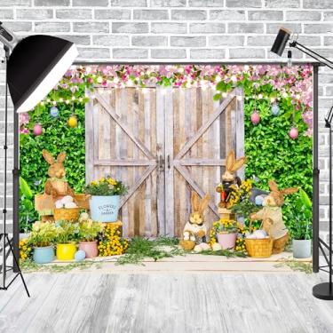 Imagem de Art_Angels Pano de fundo de páscoa 25 x 20 m primavera páscoa cenário para fotografia jardim grama floral coelho ovos fundo coelho suporte foto banner tapeçaria adereços de cabine