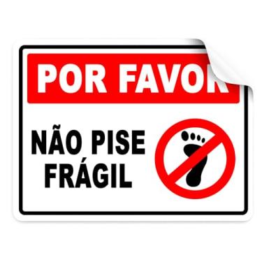Imagem de Adesivo de Aviso Por Favor Não Pise Frágil, 20x15 cm, Vinílico, Branco, Alta Definição, para Embalagens e Logística