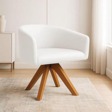 Imagem de Poltrona Sala Base Giratória Madeira Arielle Sintético D03 - D'rossi B