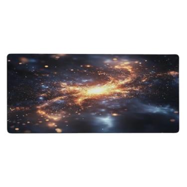 Imagem de Tapete de mouse grande com design de galáxia à prova d'água para computador estendido tapete protetor de mesa antiderrapante base de borracha para escritório, computador, teclado, laptop e mesa de