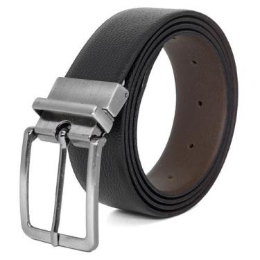 Imagem de Cinto Social Masculino Fasolo Dupla Face Couro Legítimo Floater, Preto
