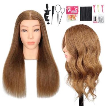 Imagem de Mannequin Head MQHIHI Human Hair 22-24" para penteado