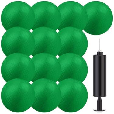 Imagem de Yunsailing Pacote com 12 bolas Dodgeballs Bulk Operation Christmas 15 cm, Kickball inflável de borracha com bomba para esportes ao ar livre, jogos de handebol, presentes de doação cristã (verde escuro