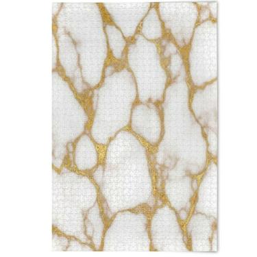 Imagem de Quebra-cabeça de 500 peças para adultos, mármore branco, veia dourada, divertida, natureza, divertido, animal, arte colorida, 500 peças, 52 x 37,8 cm