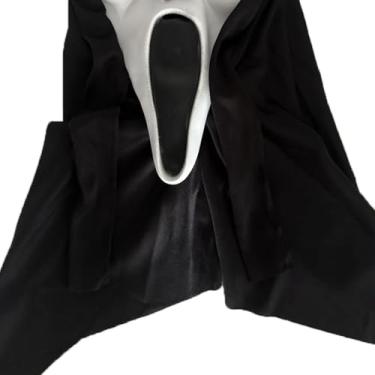 Imagem de LASIYUAN Máscara de caveira assustadora máscara de terror máscara de Halloween adereços de fantasia de látex natural para festa de Halloween, carnaval, festas temáticas (preto)