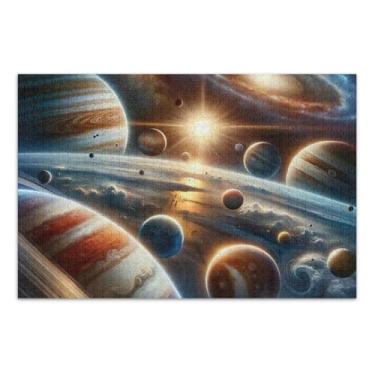 Imagem de Quebra-cabeça de 500 peças, sistema solar espacial, quebra-cabeça educativo e de aprendizagem, quebra-cabeça de desafio para adultos, 52 cm C x 37,8 cm L