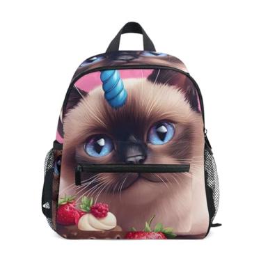 Imagem de GAIGEO Cute Siamese Cat Unicorn Pink Backpack for Kids with Whistle, Adjustable Chest Strap, Girls Backpack Lightweight & Compact for Ages 3-8