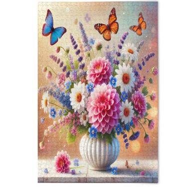 Imagem de Quebra-cabeça de flores da primavera com borboleta colorida para adultos, 1000 peças, presentes de elefantes brancos, quebra-cabeças, cenários de outono, paisagem, arte, 1000 peças, 75 x 50 cm