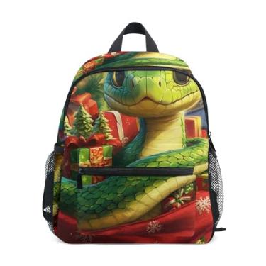 Imagem de GAIGEO Christmas Snake Spring Festival Baby Backpack with Whistle, 2 Bottle Pockets, Lightweight, Baby Backpack for Daycare 10x4x12 In, for Ages 3-8