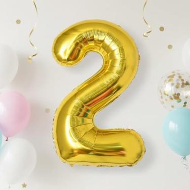 Imagem de 1 peça de balões digitais dourados de 81 cm, decoração de festa de aniversário, globos, artigos de festa de aniversário, adereço para foto, configuração de decoração de cena de aniversário de