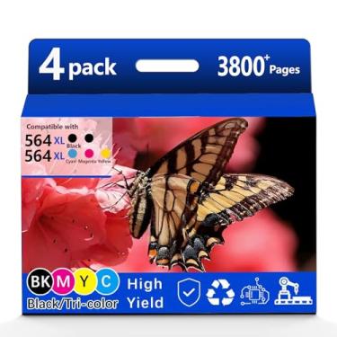 Imagem de Cartuchos de tinta 564XL para hp cor preta combo de substituição para 564 XL pacote com 5 hp564xl para 7520 6520 5520 3520 4620 7525 6525 6510 5510 7510 B8550 C6300 D544XL 00 D7 560 impressoras preto