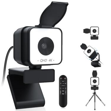 Imagem de Webcam Ultra HD 4K, equipada com 2 microfones integrados com cancelamento de ruído, correção automática de luz, webcam USB Plug & Play, câmera webcam para PC com visualização de 86°, para reuniões