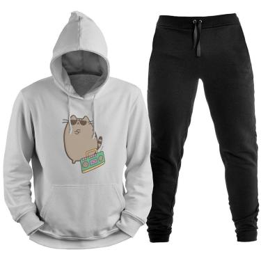 Imagem de Conjunto Blusa Blusão Canguru Calça Moletom Gato Gangster Abrigo Agasalho Diversas Cores TropiCaos-Unissex