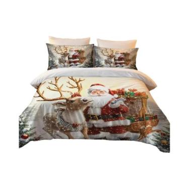 Imagem de Conjunto De Cama De Natal Com Estampa Do Papai Noel, 3 Peças, Capa De 