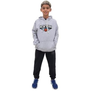 Imagem de Conjunto de Inverno Infantil Menino Blusa Canguru Com Capuz Ajustavel e Calça Comprida Estampada-Masculino