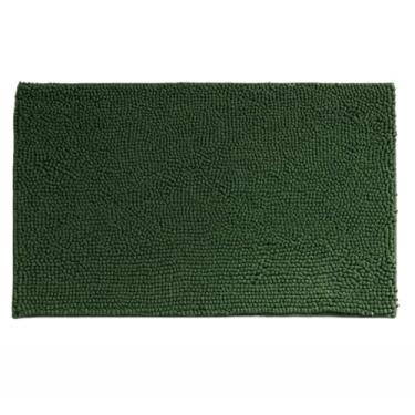 Imagem de Tapete Banheiro 38x58cm Antiderrapante Bolinha Macarrão lavabo casa felpudo box absorvente água(1 Tapete,Verde Escuro)