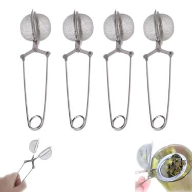 Imagem de Coadores de chá para chá solto, 4 peças de infusor de chá de aço inoxidável com alça, filtro de bolas de chá de malha fina, difusores de chá mais íngremes para chá de folhas soltas, especiarias