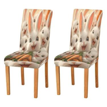 Imagem de SEHANY Lindas capas de cadeira de coelho de conto de fadas para sala de jantar, conjunto de 2, capa protetora elástica removível e lavável para cadeira de jantar para cozinha, hotel, festa, decoração