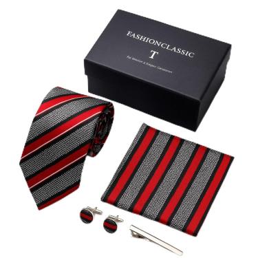 Imagem de Kit Gravata Masculina e Lenço Poliester Preto Casamento