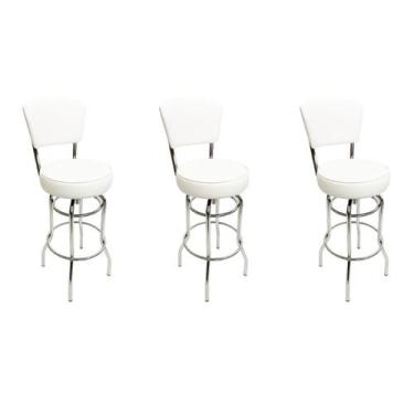 Imagem de Combo 3 Banquetas Bar cromada Bancada Média Altura 65cm Giratória Enco