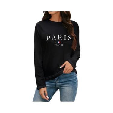 Imagem de Camiseta Feminina Slim De Algodão De Manga Longa Branca, Tops Finos Pa