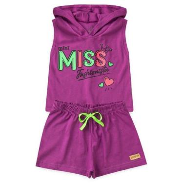 Imagem de Conjunto Infantil Menina Mini Miss C/ Capuz, 1, Roxo escuro