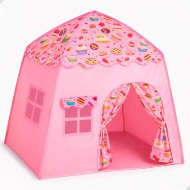 Imagem de Barraca Casinha Infantil Toca | Cabana Infantil Meninas e Meninos para Diversão e Aventura em Casa ou Jardim com 2 Janelas, Tecido Impermeável 130x130x100cm (Rosa)