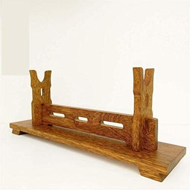 Imagem de pcagfaajmh Suporte de espada de 1 nível Samurai Katana Wakizashi Suporte de madeira para exibição de espada