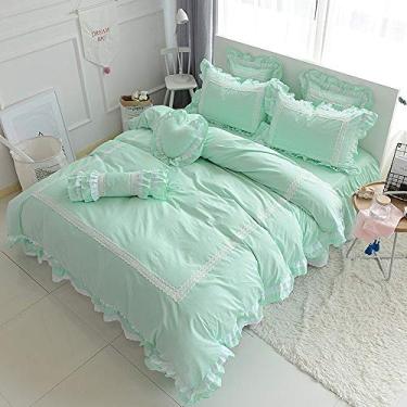 Imagem de Conjunto de capa de edredom para crianças, meninas, lençol e saia para cama, fronha 2 8 peças (4 Queen Size 4 peças)