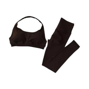 Imagem de Conjunto De Yoga Feminino De Cintura Alta Com Sutiãs De Fitness Para C