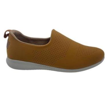 Imagem de Tênis Casual Calce Fácil Tecido Usaflex Mostarda 0607 - Tan 36-Feminino