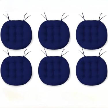 Imagem de Kit com 6 Assentos Futon Redondos Oxford Liso 40x40cm - Confortáveis para Cadeiras, Bancos e Eventos, Duráveis e Versáteis para Casa e Jardim (Azul Marinho)