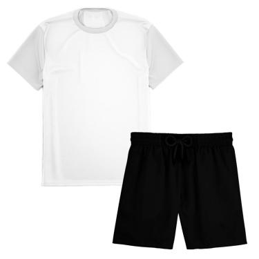 Imagem de Kit Short Praia Academia Passeio Treino Preto + Camiseta Manga Curta Masculina-Masculino