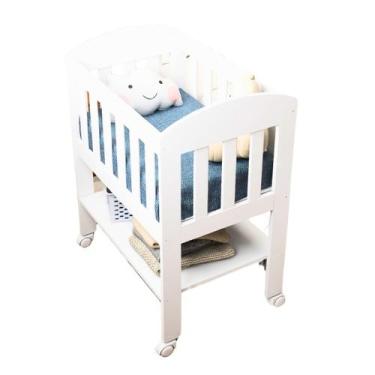 Imagem de Mini Berço Portátil Bebê Com Colchão e Rodinha Carolina Baby