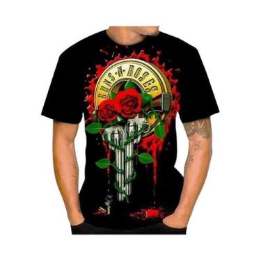 Imagem de Camiseta Masculina Oversized Vintage Guns N Roses Com Estampa 3D, Gola