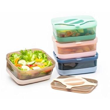 Imagem de Prestoor Lancheira Bento Pacote com 4 Saladas à Prova de Vazamento e Preparação de Refeições, 3 Xícaras, Recipiente de 722 g, Tampa Reutilizável, Portátil, Seguro para Micro-Ondas e Lava-Louças Livre