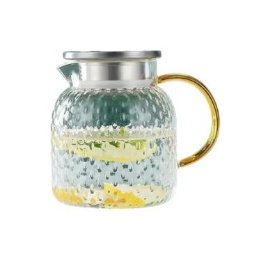 Imagem de Jarra de água de vidro para chá gelado com tampa de filtro e bico de derramamento, jarra de vidro resistente ao calor para bebidas quentes e frias, garrafa de chá gelado caseira (1L)