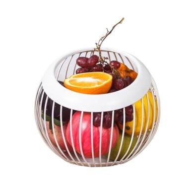 Imagem de Suporte de frutas cesta de frutas de ferro cesta de frutas oca de metal forma de bola criativa sala de estar cesta de armazenamento doméstico bancada legumes, tigela de servir frutas, suporte para