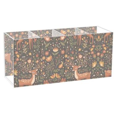 Imagem de Burbuja Porta-canetas de acrílico de cervo com 4 compartimentos, suporte de lápis transparente para pincéis de maquiagem fixos, acessórios de mesa de escritório em casa
