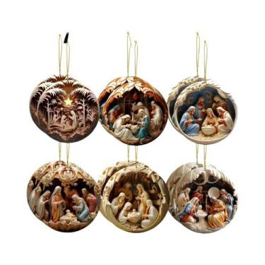 Imagem de Enfeite De Árvore De Natal Presépio 2D Pintado Criativo 6/12 Peças Dec