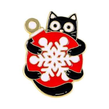 Imagem de Broche De Esmalte Gato Preto Fofo Desenho Animado, Pin De Lapela, Pres
